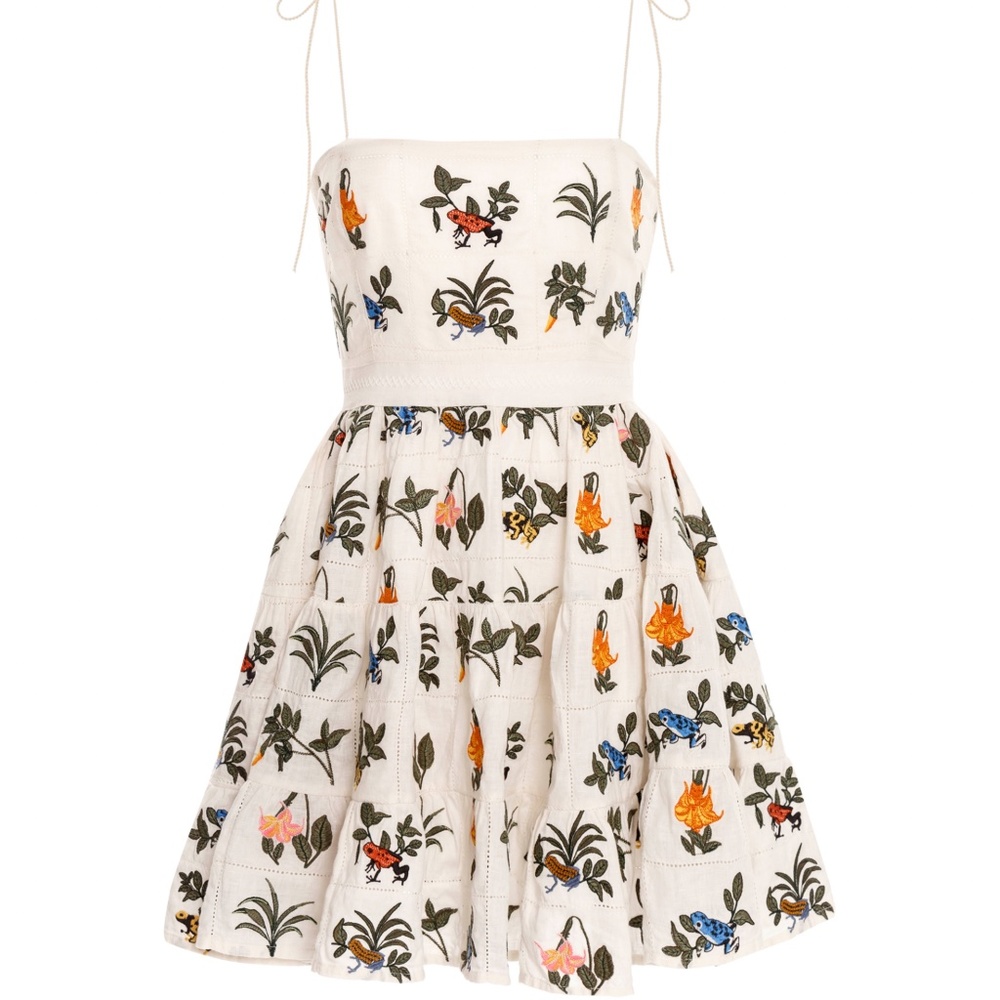 NWT Agua By Agua Bendita Lima Ranas Linen Mini Dress M